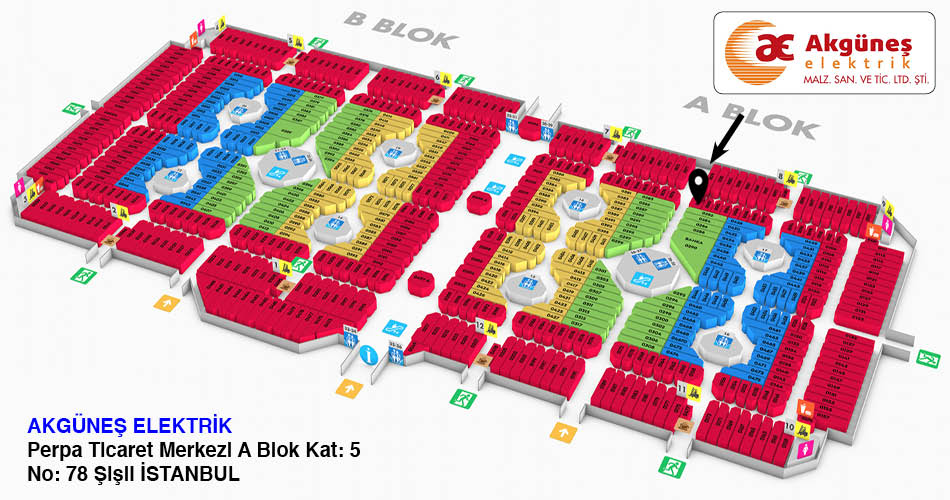 Akgüneş Elektrik Perpa Adres Kroki Kat Planı