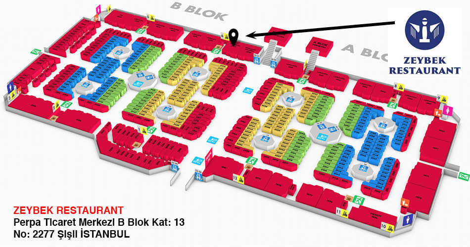 Zeybek Restaurant Perpa Adres Kroki Kat Planı