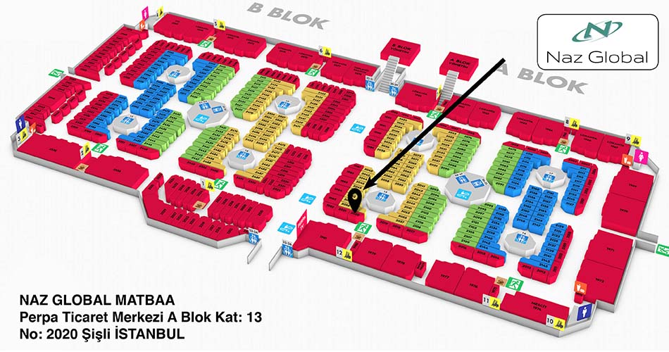 Naz Global Matbaa Perpa Adres Kroki Kat Planı