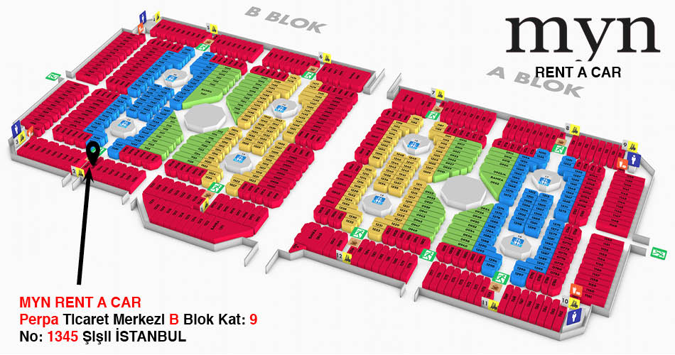 Myn Rent a Car Perpa Adres Kroki Kat Planı