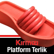 Platform Tabanlı Bayan Terliği Kırmızı