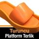 Platform Tabanlı Turuncu Renk Bayan Terliği