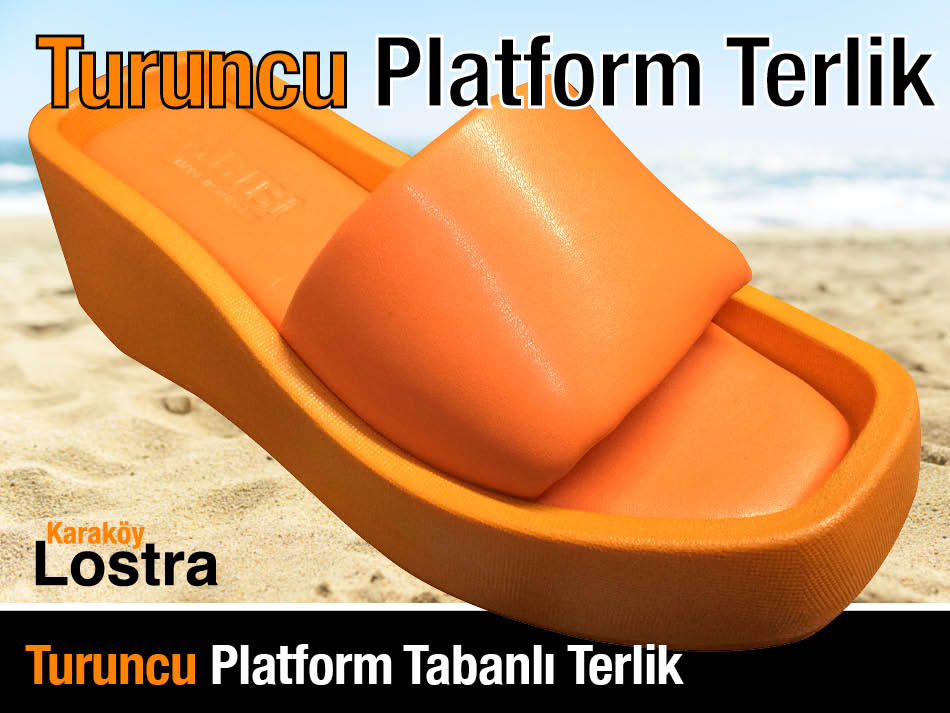 Turuncu Renk Platform Tabanlı Bayan Terliği