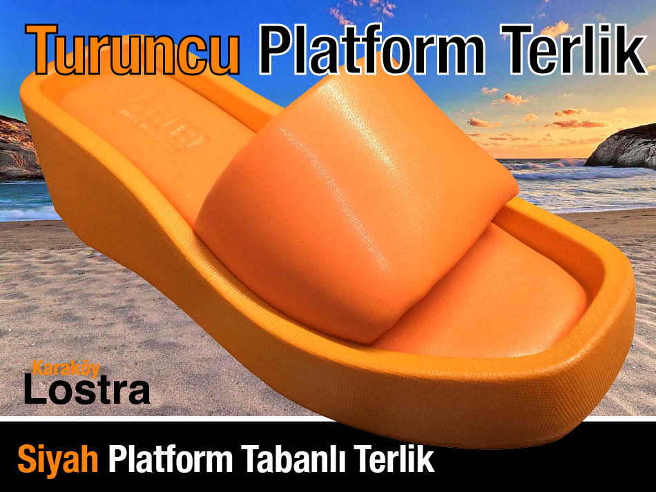 Turuncu Renk Platform Tabanlı Bayan Terliği