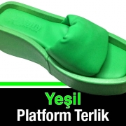 Yeşil Renk Platform Tabanlı Terlik